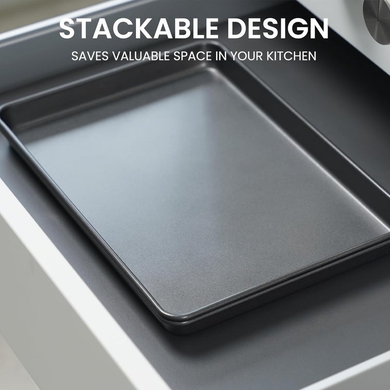 BLISI Nonstick Stackable Baking Pans Set, Cookware Sets Baking Tray (13" x 9" (3 Pack Quarter Sheet)) - Image 4
